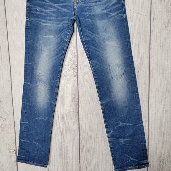 Mavi Emma Relaxed Straight Leg Medium Wash Distressed Jeans, size 28/32 - Picture 2 of 9